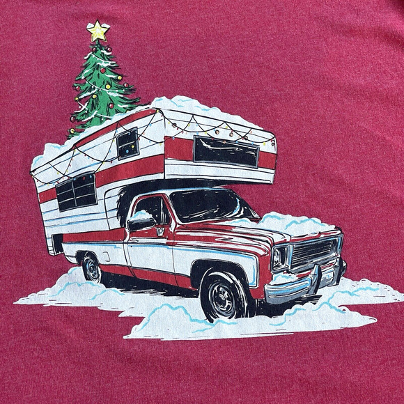 Holiday Novelty Shirt Adult Large Red RV Christmas Tree Short‎ Sleeve Camper - Picture 3 of 9